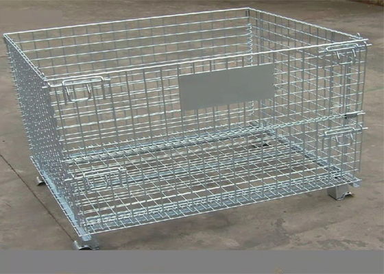 Logística plegable blanca de plata de Mesh Cage Electrostatic Spraying Turnover del alambre de 6,4 milímetros expresa